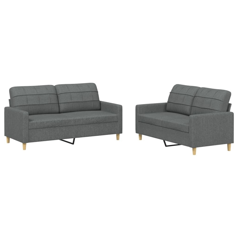Bowery Hill Contemporary Metal Sofa Set in Dark Grey Polyester Fabric