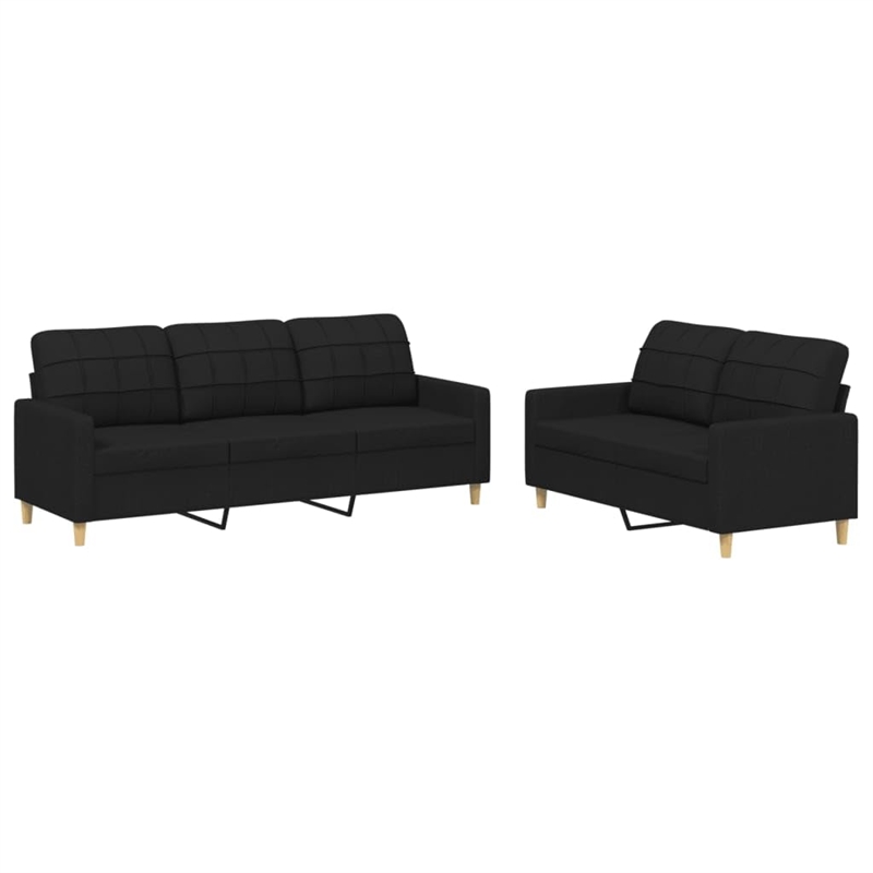 Bowery Hill 2-Seater And 3-Seater Sofa Set in Black Polyester