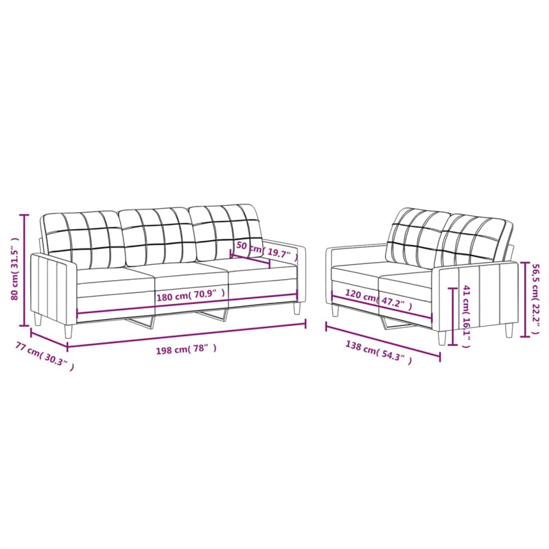 Bowery Hill 2-Seater And 3-Seater Sofa Set in Black Polyester
