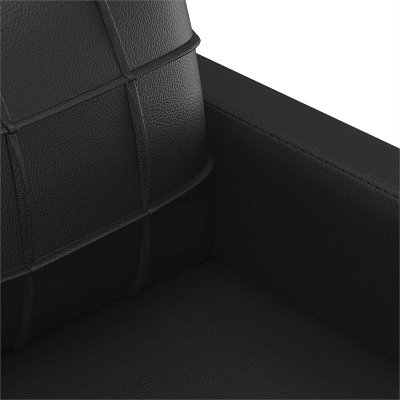 Bowery Hill Contemporary Medium Durable Sofa Set in Black Faux Leather