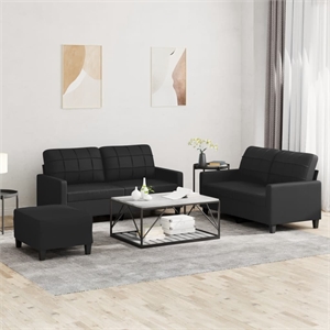 Bowery Hill Contemporary Durable Rectangular Sofa Set in In Black