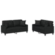 Bowery Hill Contemporary Faux Leather Sofa Set in Black Finish