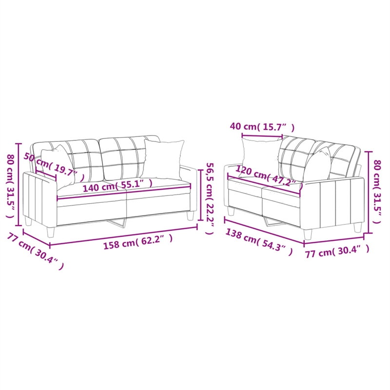 Bowery Hill Contemporary Faux Leather Sofa Set in Black Finish