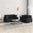 Bowery Hill Contemporary Faux Leather Sofa Set in Black Finish