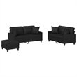 Bowery Hill Contemporary Faux Leather Sofa Set in Black Finish