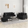 Bowery Hill Contemporary Faux Leather Sofa Set in Black Finish