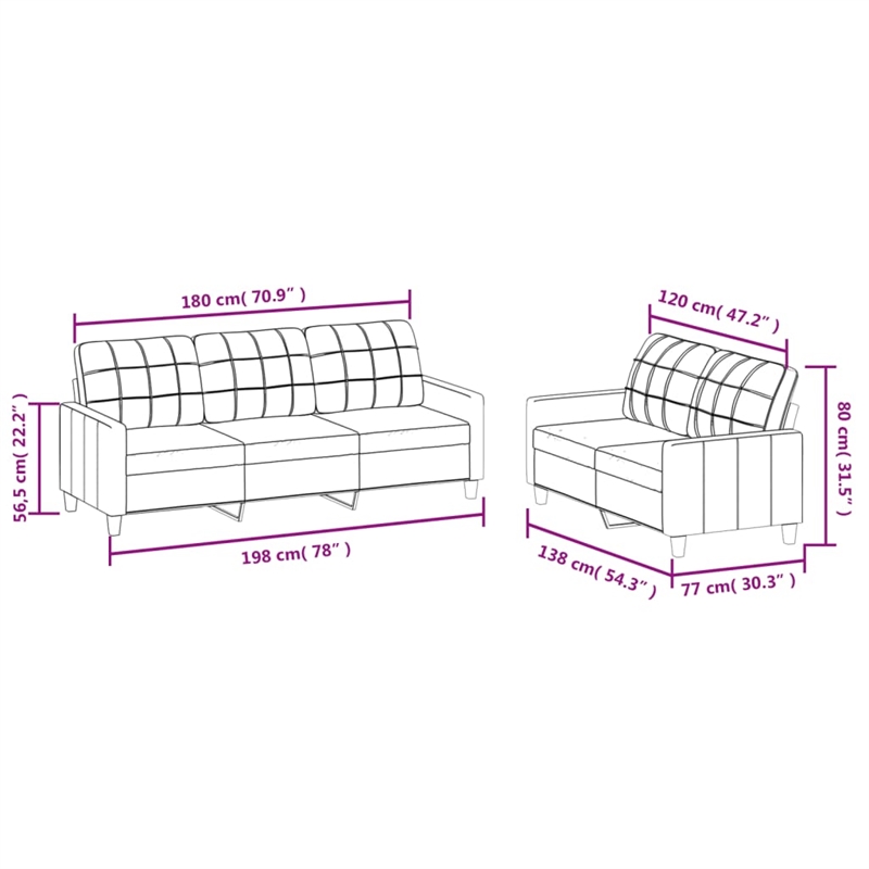 Bowery Hill Contemporary Faux Leather Sofa Set in Black Finish