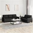 Bowery Hill Contemporary Faux Leather Sofa Set in Black Finish