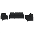 Bowery Hill Contemporary Faux Leather Sofa Set in Black Finish