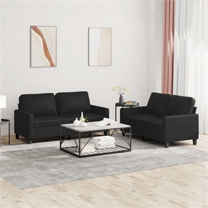 Bowery Hill Modern / Contemporary Fabric Sofa Set in Black Finish