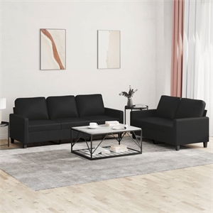 Bowery Hill Modern / Contemporary Fabric Sofa Set in Black Finish