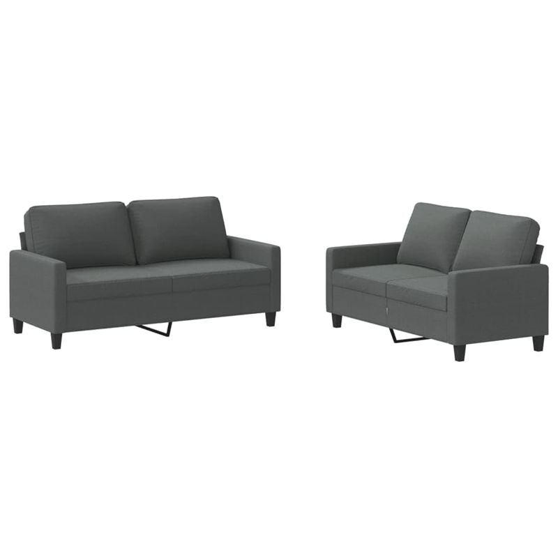 Bowery Hill Contemporary Metal Sofa Set in Dark Grey Polyester Fabric