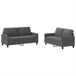 Bowery Hill Contemporary Metal Sofa Set in Dark Grey Polyester Fabric