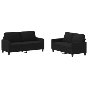 Bowery Hill Contemporary Metal Sofa Set in Black Fabric Polyester