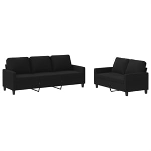 Bowery Hill Contemporary Metal Sofa Set in Black Fabric Polyester