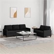 Bowery Hill Contemporary Metal Sofa Set in Black Fabric Polyester