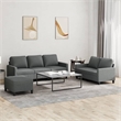 Bowery Hill 3 Piece Sofa Set with Cushions in Dark Gray Fabric