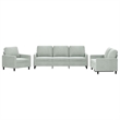 Bowery Hill Contemporary 3-Piece Sofa Set in Light Gray Velvet