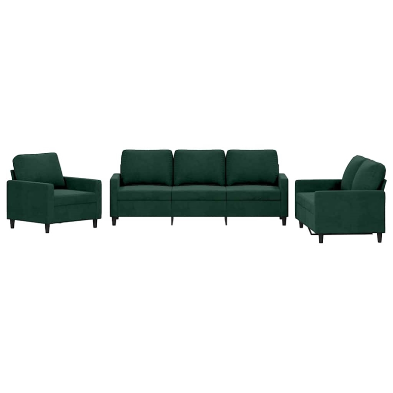 Bowery Hill Contemporary Velvet Sofa Set in Dark Green Finish