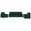 Bowery Hill Contemporary Velvet Sofa Set in Dark Green Finish