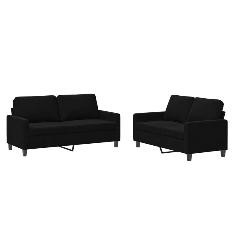 Bowery Hill Contemporary 2-Seater Sofa Set in Black Finish Velvet