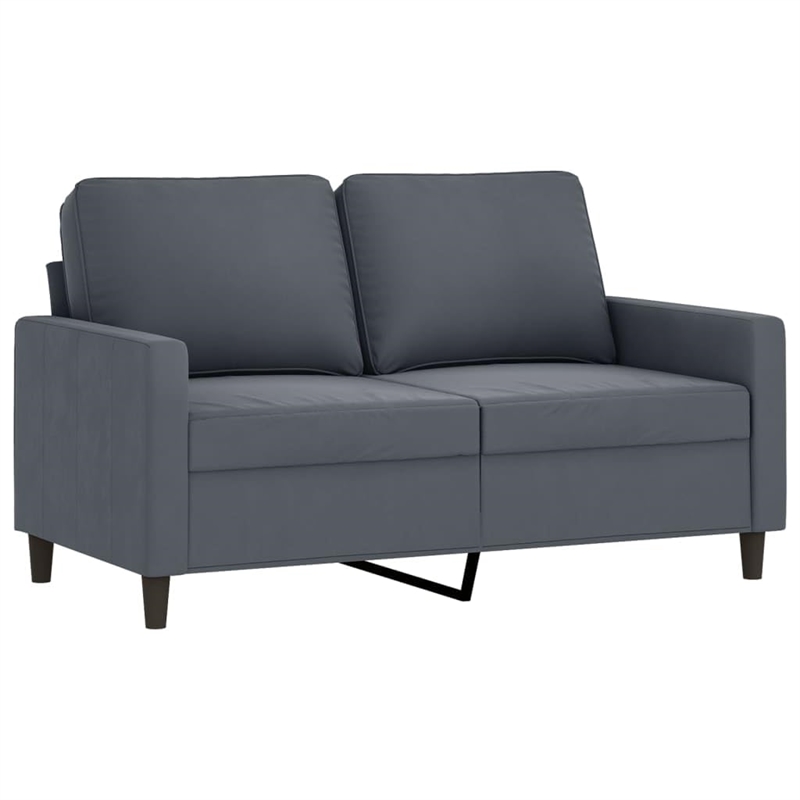 Bowery Hill Contemporary 2 Piece Sofa Set in Dark Gray Velvet