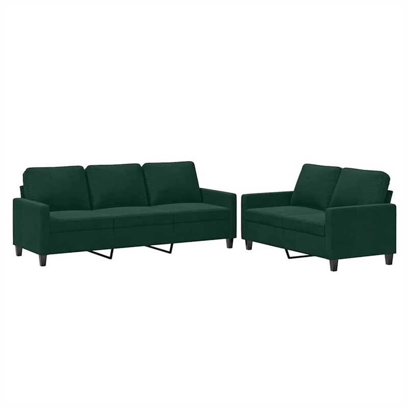Bowery Hill Contemporary Velvet Sofa Set in Dark Green Finish