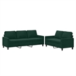 Bowery Hill Contemporary Velvet Sofa Set in Dark Green Finish