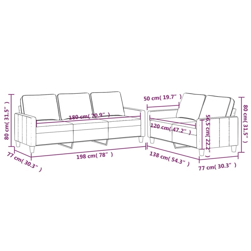 Bowery Hill Contemporary Metal Sofa Set in Black Finish Velvet