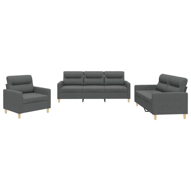 Bowery Hill Contemporary Metal Sofa Set in Dark Grey Polyester Fabric