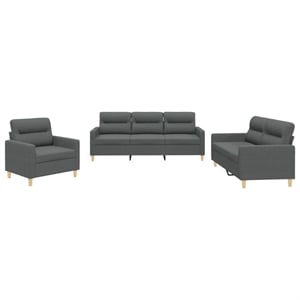 Bowery Hill Contemporary Metal Sofa Set in Dark Grey Polyester Fabric