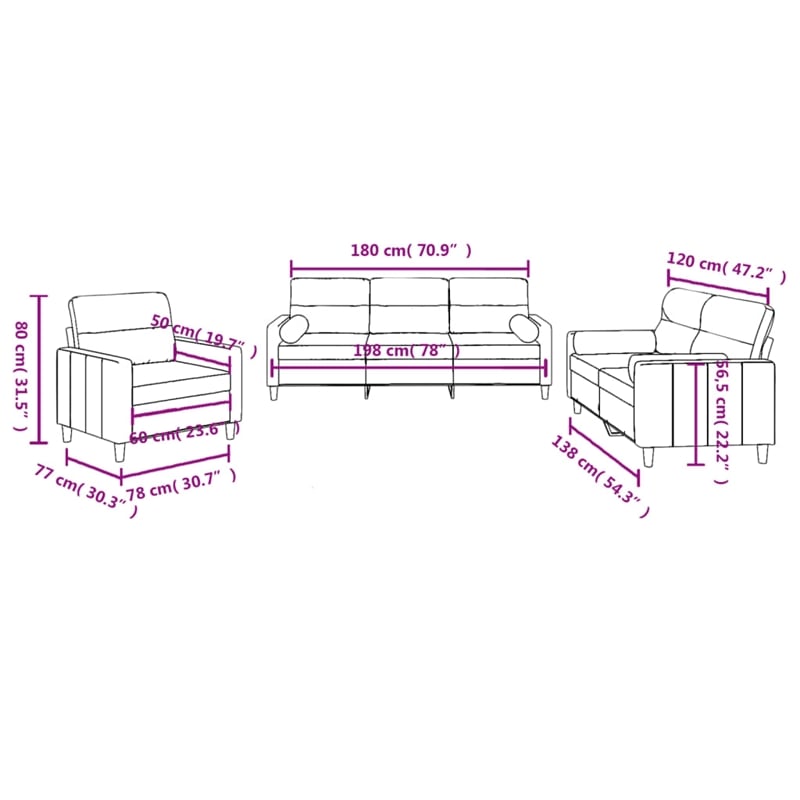 Bowery Hill Contemporary Metal Sofa Set in Dark Grey Polyester Fabric