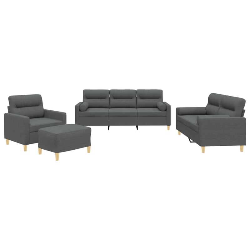 Bowery Hill 3-Seater Metal Sofa Set in Dark Grey Polyester Fabric