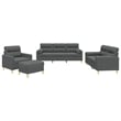 Bowery Hill 3-Seater Metal Sofa Set in Dark Grey Polyester Fabric