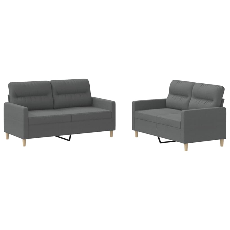 Bowery Hill 2-Seater Metal Sofa Set in Dark Grey Polyester Fabric