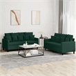 Bowery Hill Contemporary Metal Sofa Set in Dark Green Velvet
