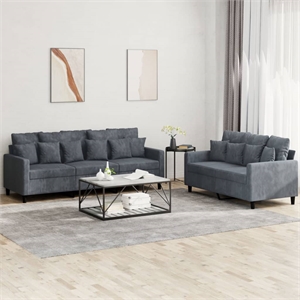 Bowery Hill Contemporary Metal Sofa Set in Dark Grey Polyester