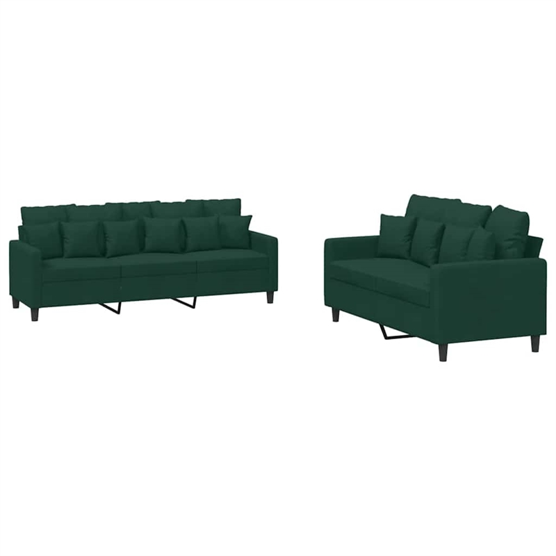 Bowery Hill Contemporary Velvet Sofa Set in Dark Green Finish