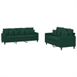 Bowery Hill Contemporary Velvet Sofa Set in Dark Green Finish