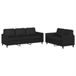 Bowery Hill Contemporary Metal Sofa Set in Black Faux Leather