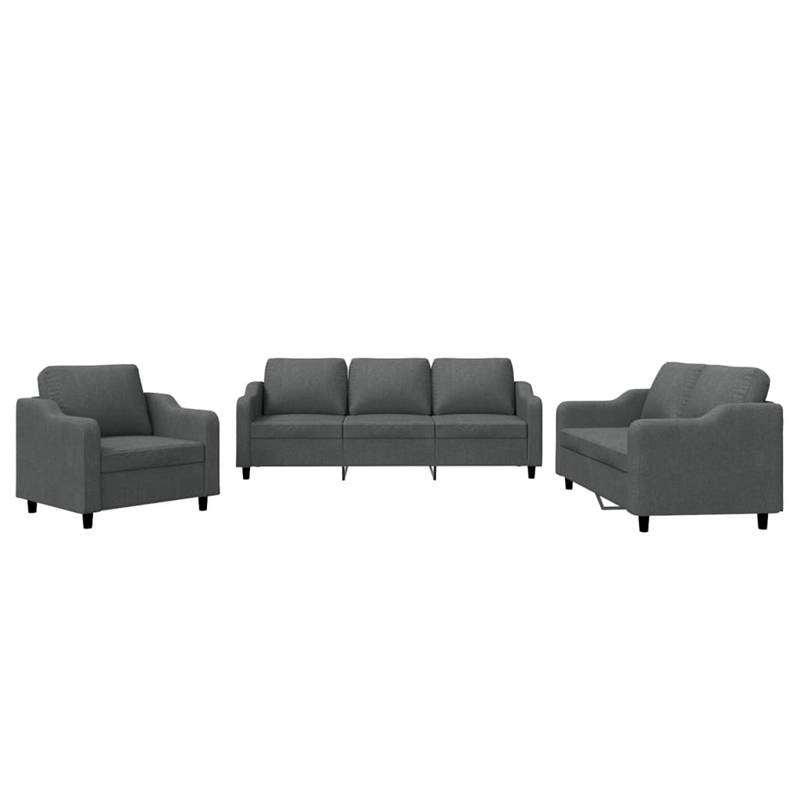 Bowery Hill Contemporary Large Sofa Set in Dark Grey Finish Fabric