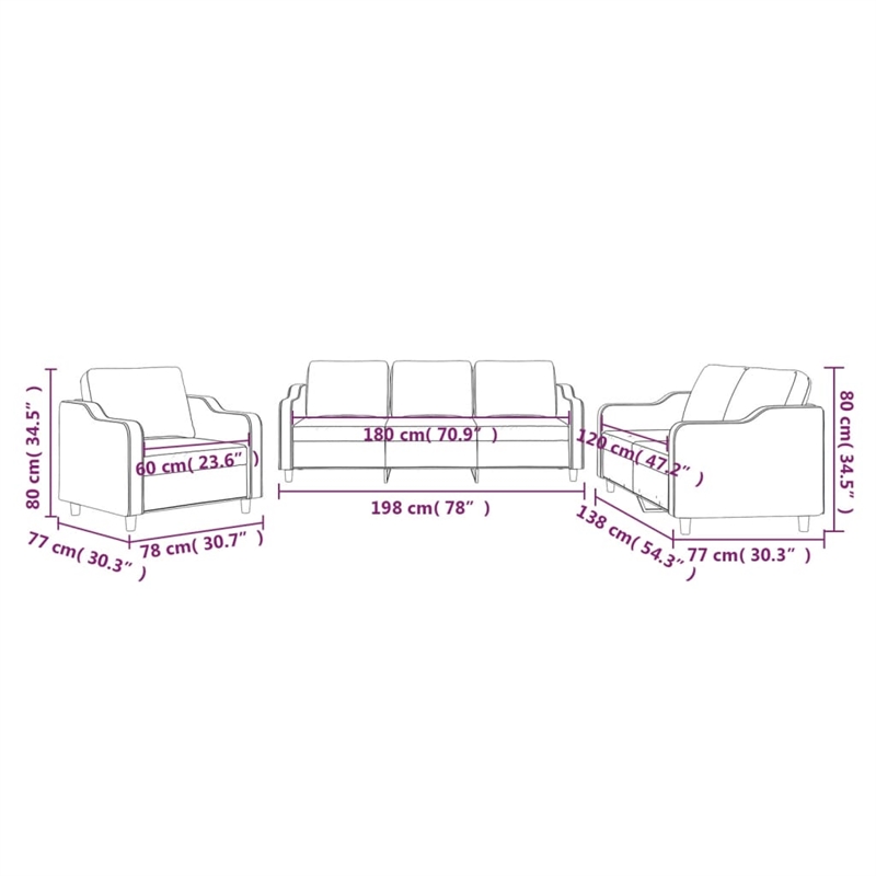 Bowery Hill Contemporary Large Sofa Set in Dark Grey Finish Fabric