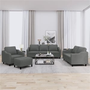 Bowery Hill Contemporary Metal Large Sofa Set in Dark Grey Polyester