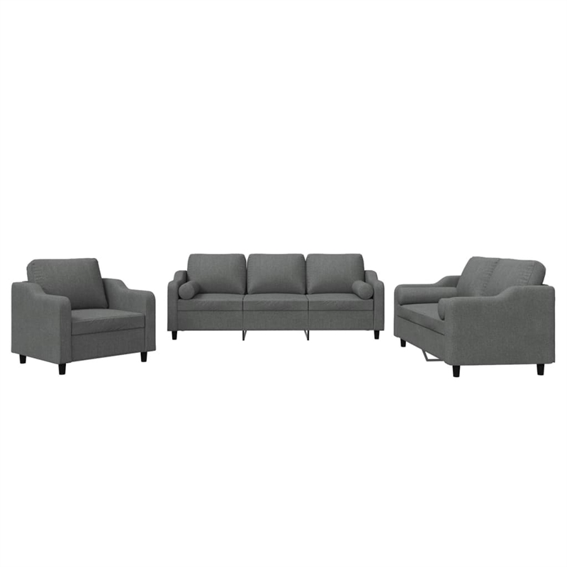 Bowery Hill Contemporary Metal Sofa Set in Dark Grey Polyester Fabric