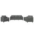 Bowery Hill Contemporary Metal Sofa Set in Dark Grey Polyester Fabric
