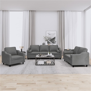 Bowery Hill Contemporary Metal Sofa Set in Dark Grey Polyester Fabric