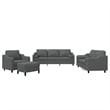 Bowery Hill Contemporary Metal Large Sofa Set in Dark Grey Fabric