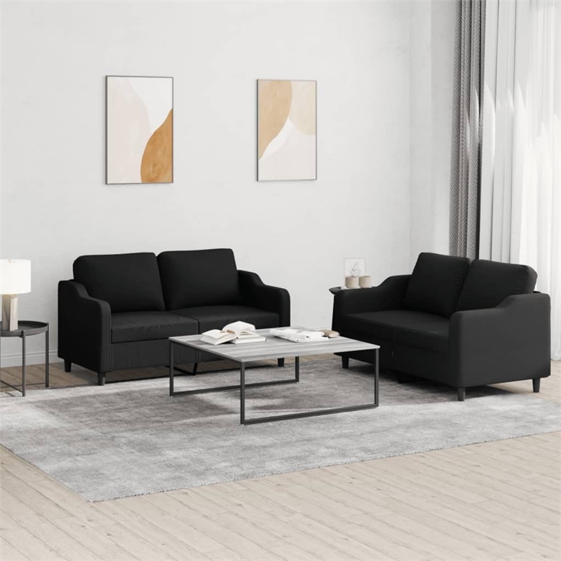 Bowery Hill Modern / Contemporary Sofa Set in Black Finish Fabric