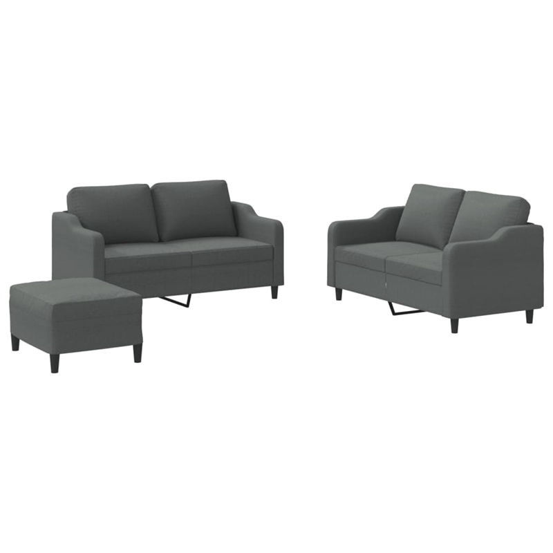 Bowery Hill Contemporary Fabric Sofa Set in Dark Gray Fabric