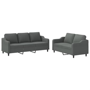 Bowery Hill Contemporary Metal Sofa Set in Dark Grey Polyester